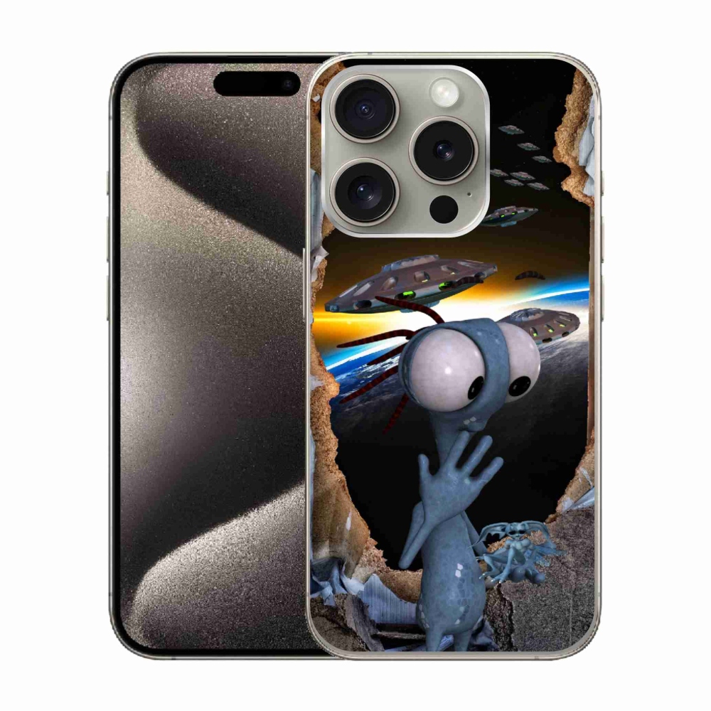 Gélový kryt mmCase na iPhone 15 Pro - mimozemšťan