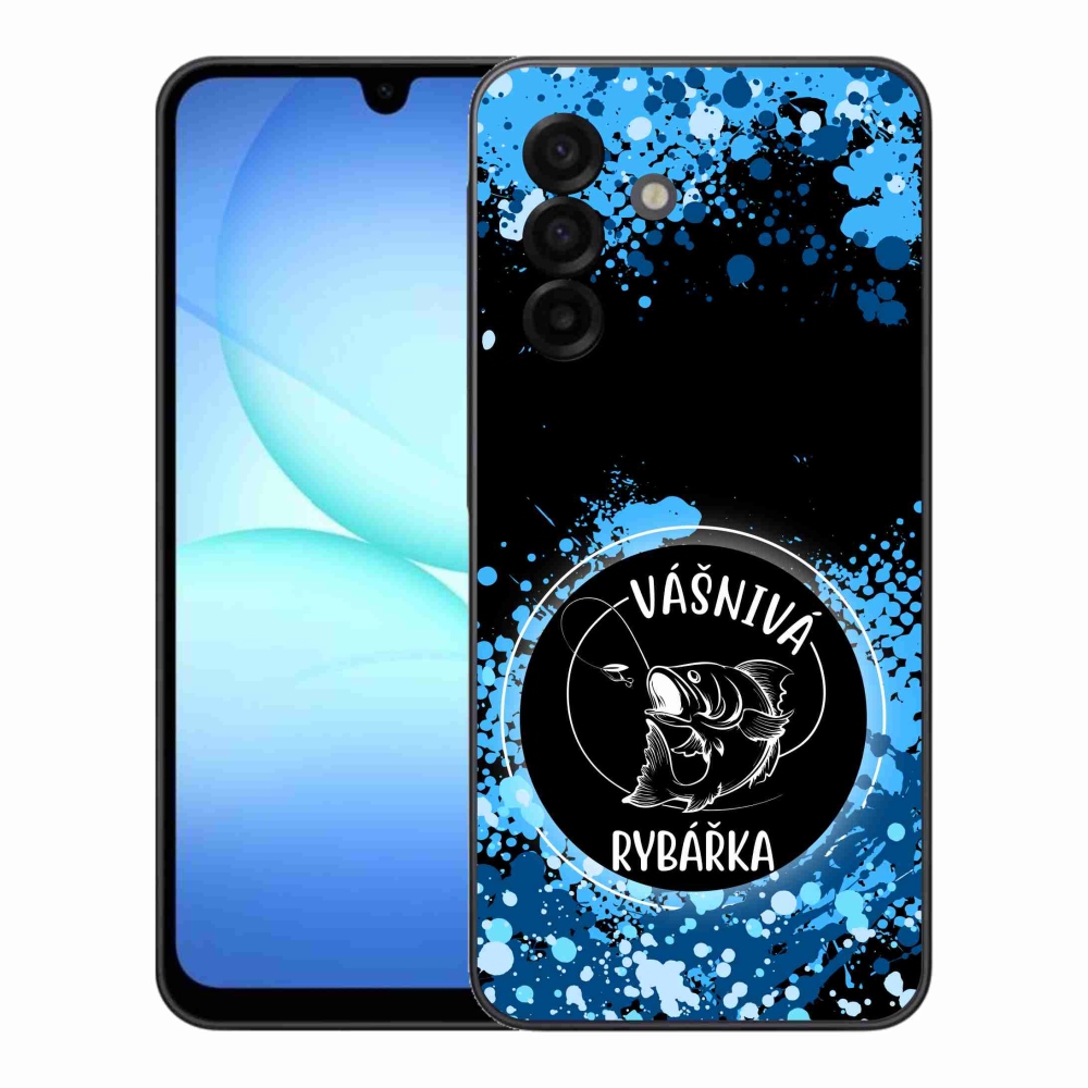 Gélový kryt mmCase na Samsung Galaxy A17 5G - vášnivá rybárka čierne pozadie
