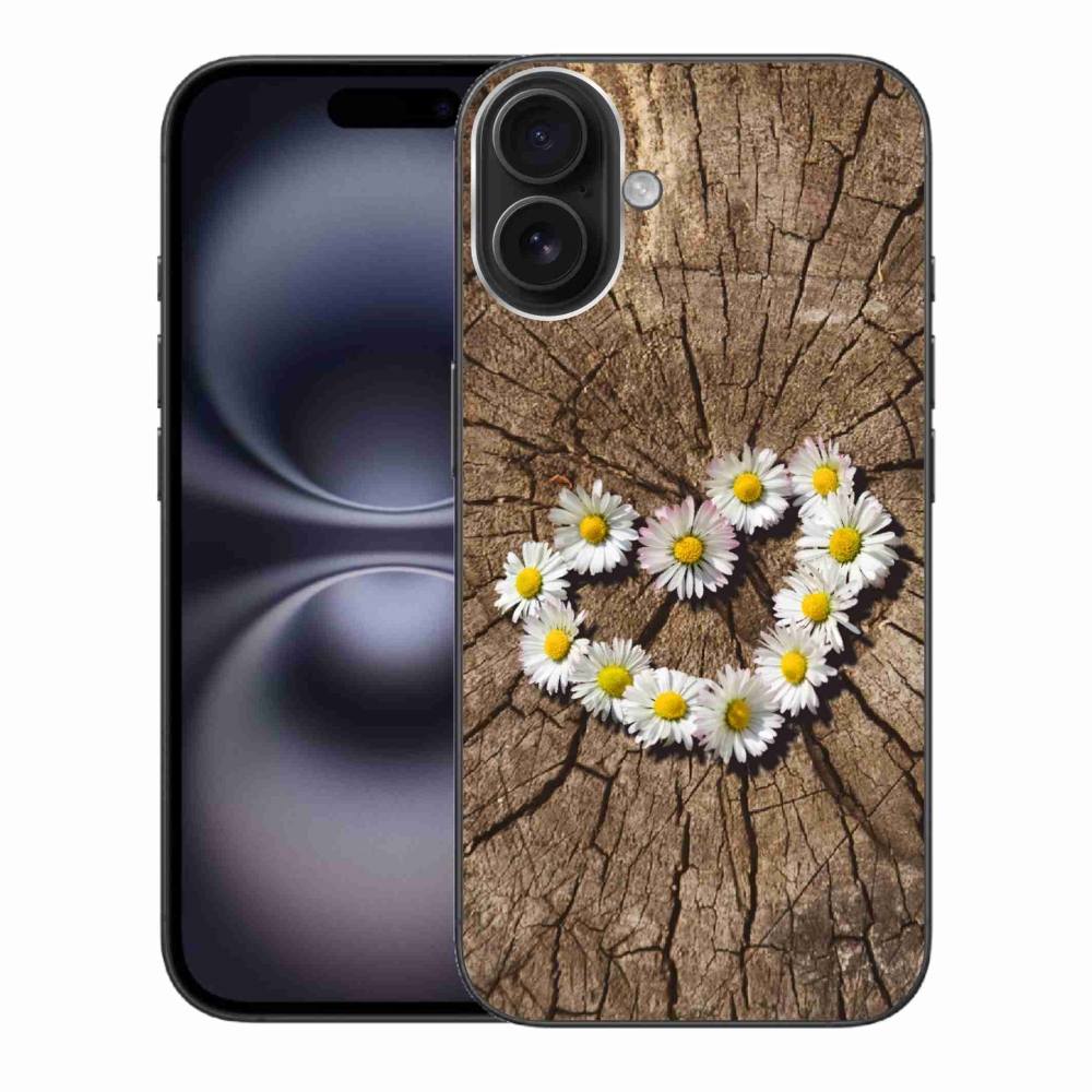 Gélový kryt mmCase na iPhone 16 Plus - srdce z margaréty