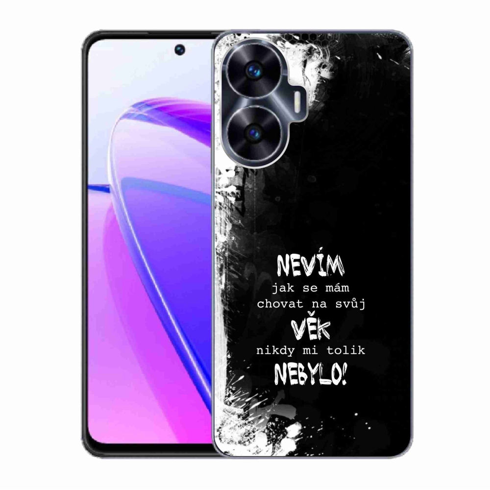 Gélový kryt mmCase na Realme C55 - vtipný text 14 čierne pozadie