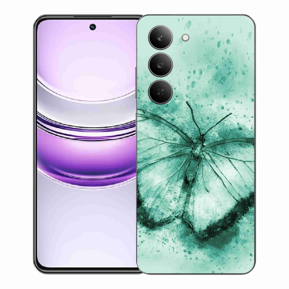 Gélový kryt mmCase na Realme 14x 5G - zelený motýľ