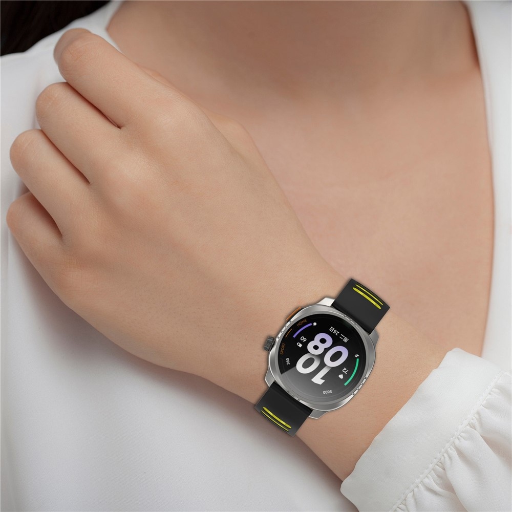 Rang silikónový remienok 22mm na Xiaomi Watch S4 47mm - čierny/žltý