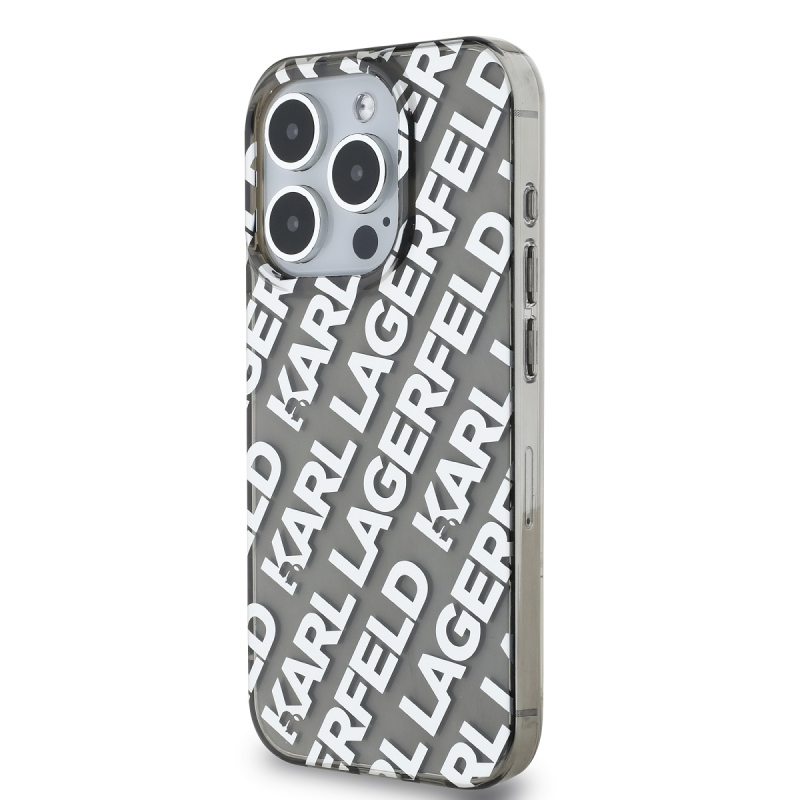 Karl Lagerfeld IML Electroplated Repeated Logo Zadný Kryt pre iPhone 15 Pro Silver