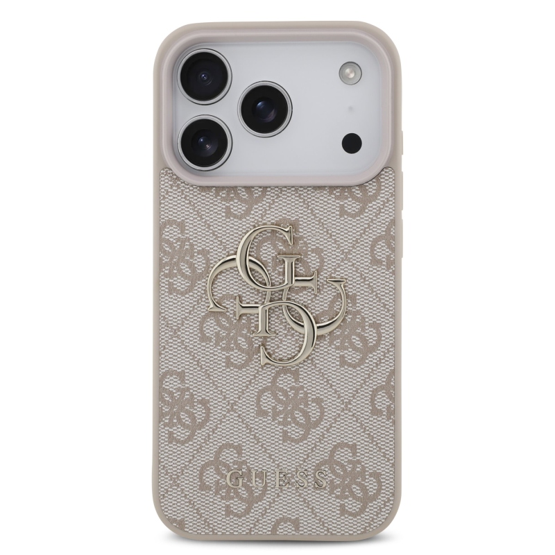 Guess PU 4G Metal Logo zadný kryt pre iPhone 18 Pro, ružový