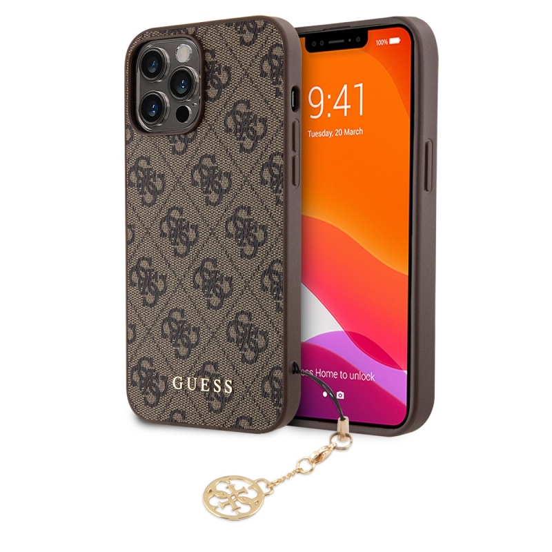 Guess 4G Charm Zadný Kryt pre iPhone 13 Pro Max Tone on Tone Brown