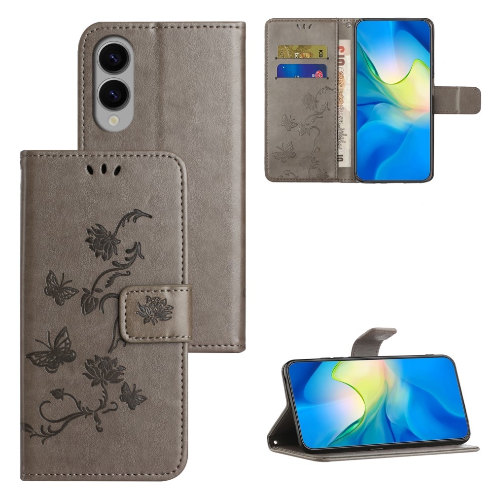 Flower knižkové púzdro na Samsung Galaxy S25 Edge - šedé
