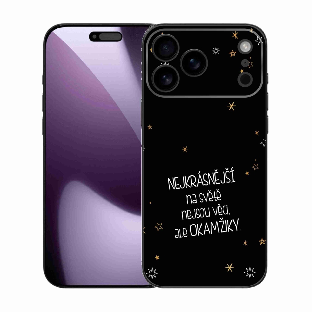 Gélový kryt mmCase na iPhone 17 Pro Max - citát 4 čierne pozadie