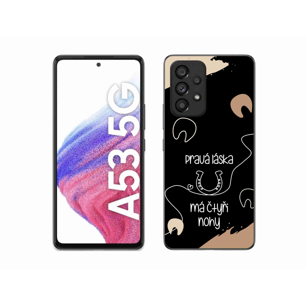 Gélový kryt mmCase na Samsung Galaxy A53 5G - konský motív čierne pozadie
