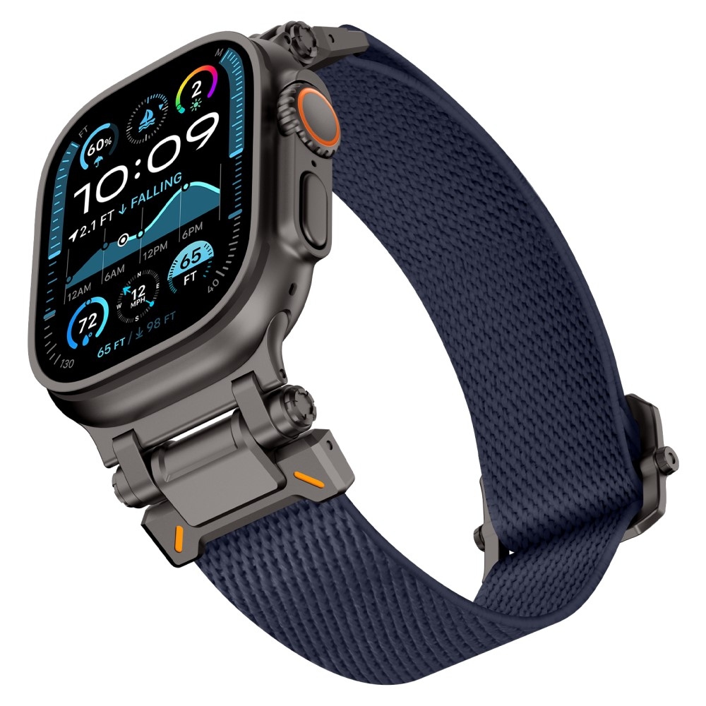 Metal nylonový remienok na Apple Watch Ultra/Ultra 2 49mm/SE/SE 2022/2023 44mm/10 46mm/9/8/7 45mm/6/5/4 44mm/3/2/1 42 mm - modrý