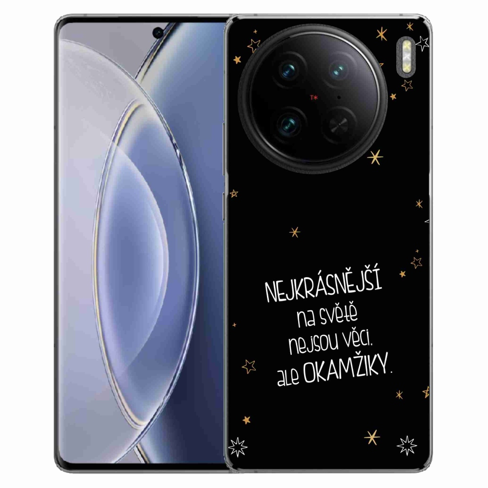 Gélový kryt mmCase na Vivo X90 Pro - citát 4 čierne pozadie