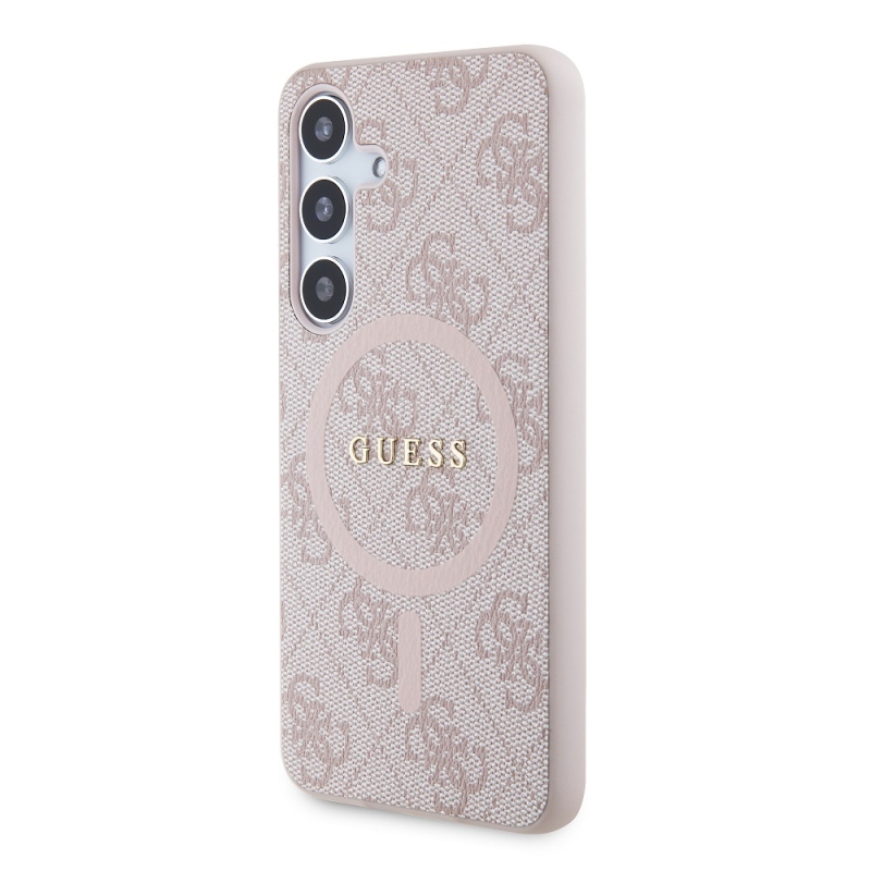 Guess PU Leather 4G Colored Ring MagSafe Zadný Kryt pre Samsung Galaxy S24 Pink