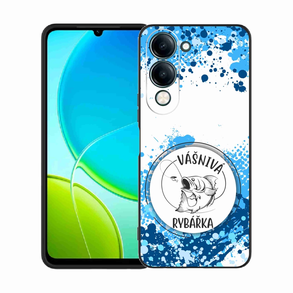 Gélový kryt mmCase na Vivo Y29s 5G - vášnivá rybárka biele pozadie