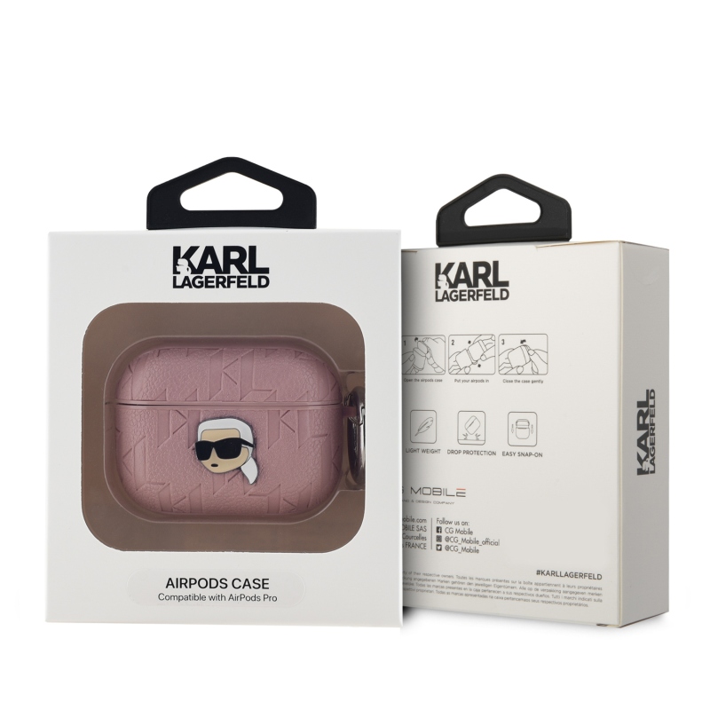 Karl Lagerfeld PU Embossed Karl Head Puzdro pre AirPods Pro Pink