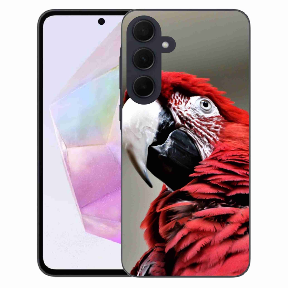 Gélový obal mmCase na Samsung Galaxy A35 5G - papagáj ara červený