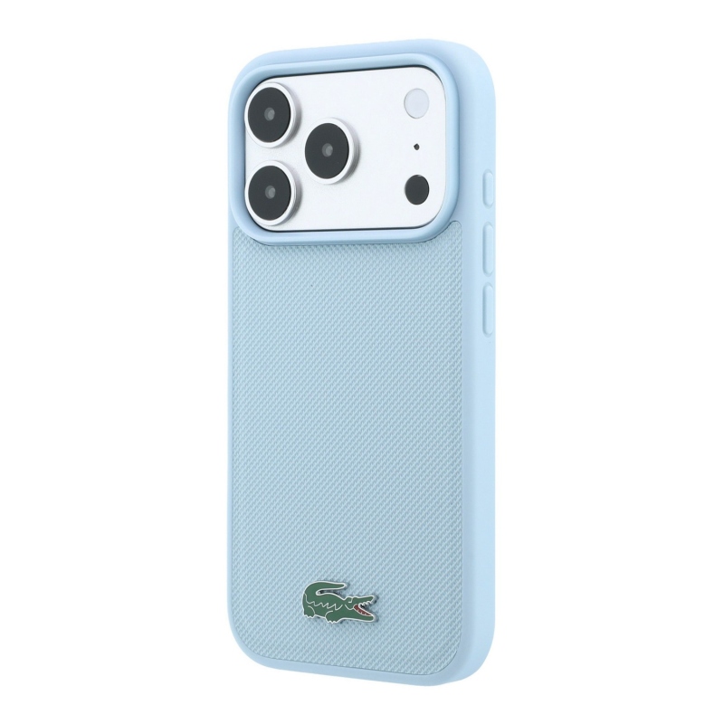 Lacoste PVC Iconic Petit Pique Metal Logo MagSafe zadný kryt pre iPhone 18 Pro Max, modrý