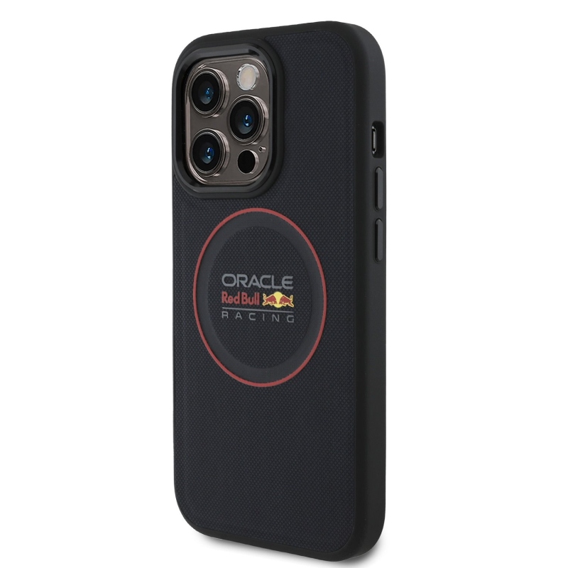 Red Bull PU kožený zadný kryt Red Ring MagSafe pre iPhone 13 Pro Navy