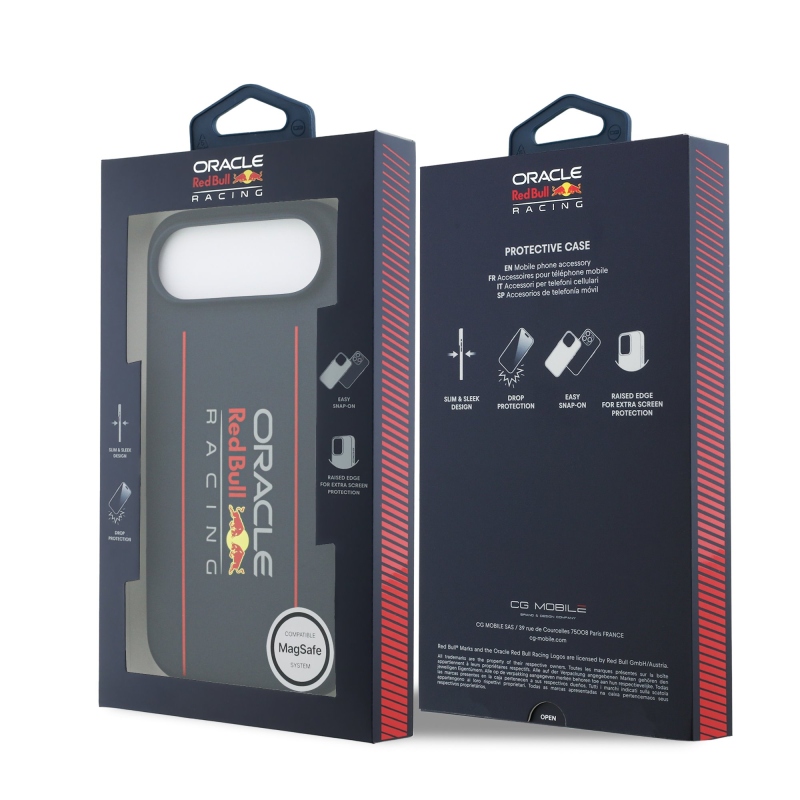 Red Bull Silikónový zadný kryt MagSafe s vertikálnym logom pre iPhone Air Navy