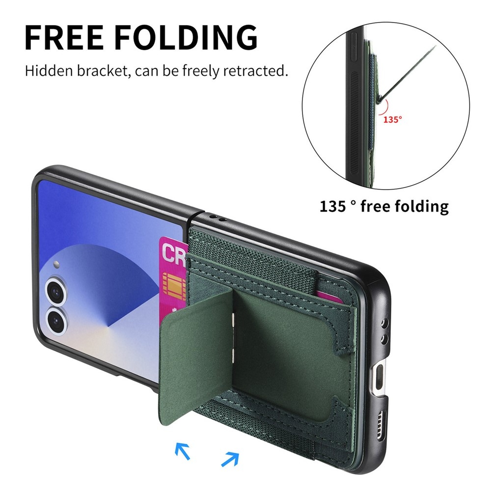 Luxurious plastový kryt s umelou kožou na Samsung Galaxy Z Flip7 5G - zelený