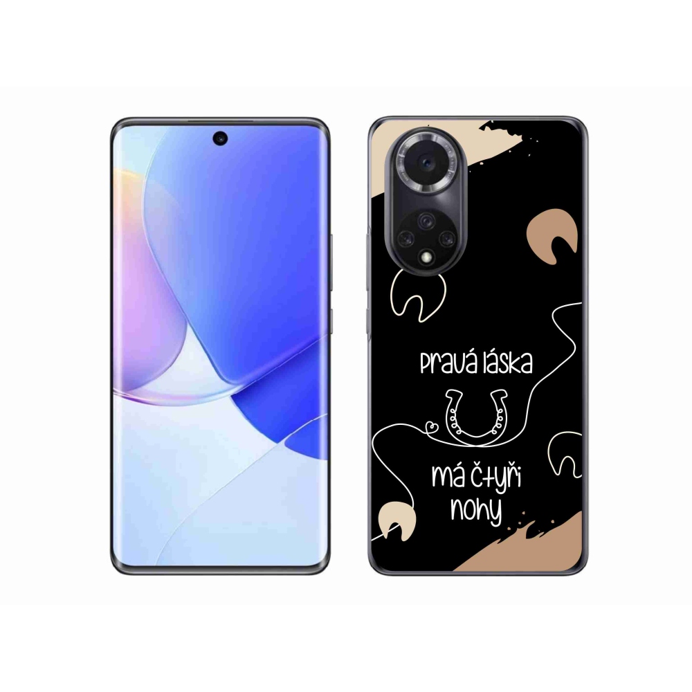 Gélový kryt mmCase na Huawei Nova 9 - konský motív čierne pozadie