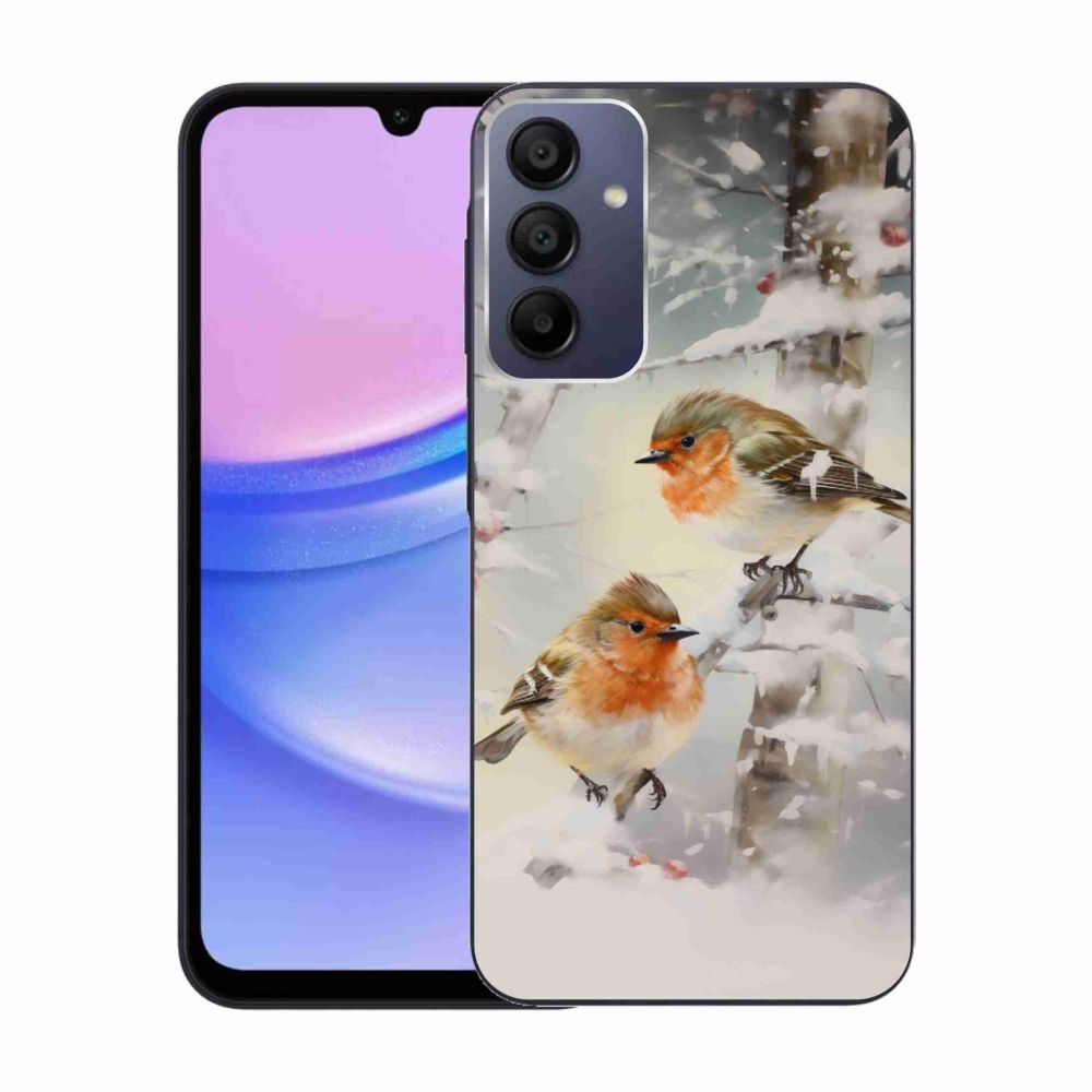 Gélový kryt mmCase na Samsung Galaxy A15 4G/5G - vtáčiky v zime