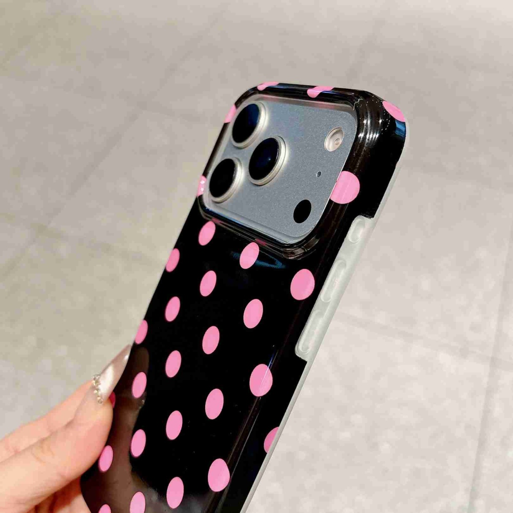 Retro Dot gélový obal na mobil iPhone 18 Pro Max/17 Pro Max - čierny