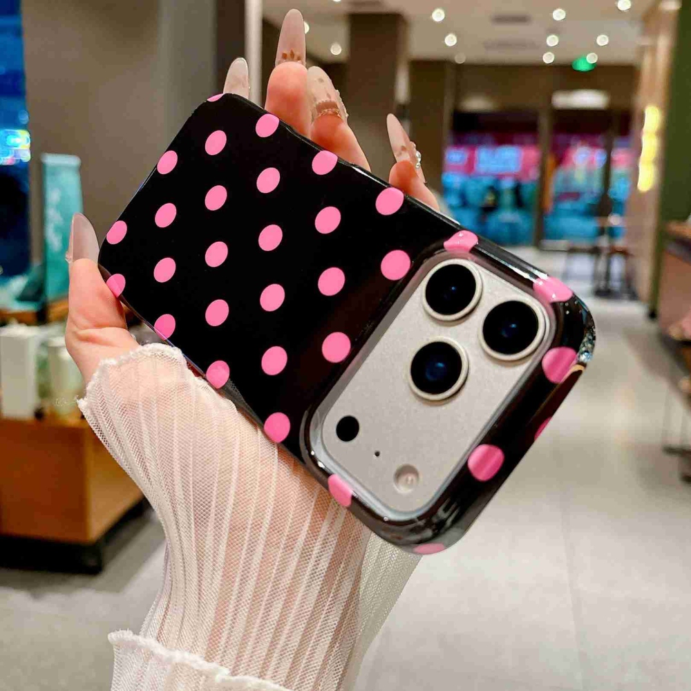 Retro Dot gélový obal na mobil iPhone 18 Pro Max/17 Pro Max - čierny