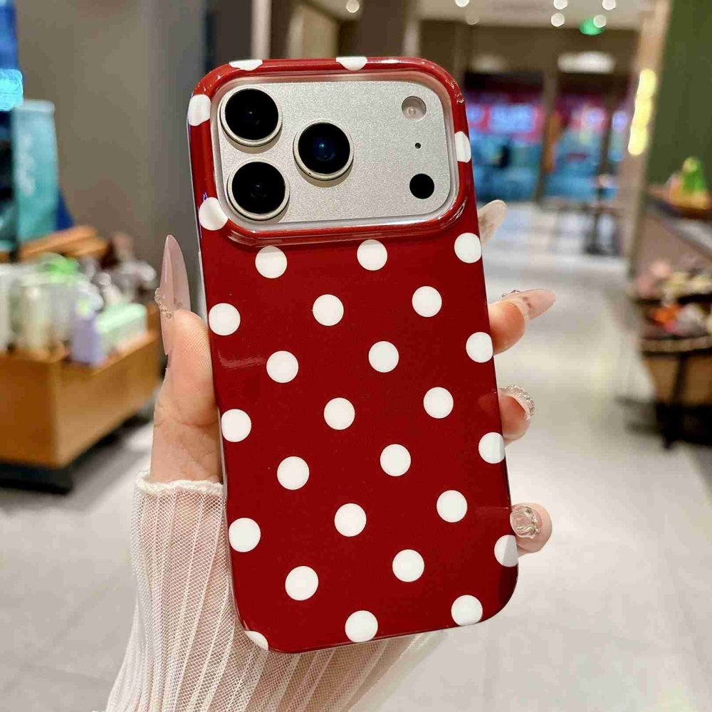 Retro Dot gélový obal na mobil iPhone 18 Pro Max/17 Pro Max - červený