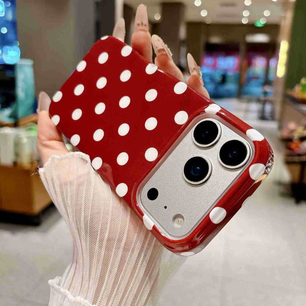 Retro Dot gélový obal na mobil iPhone 18 Pro Max/17 Pro Max - červený