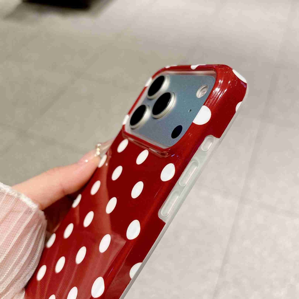 Retro Dot gélový obal na mobil iPhone 18 Pro Max/17 Pro Max - červený