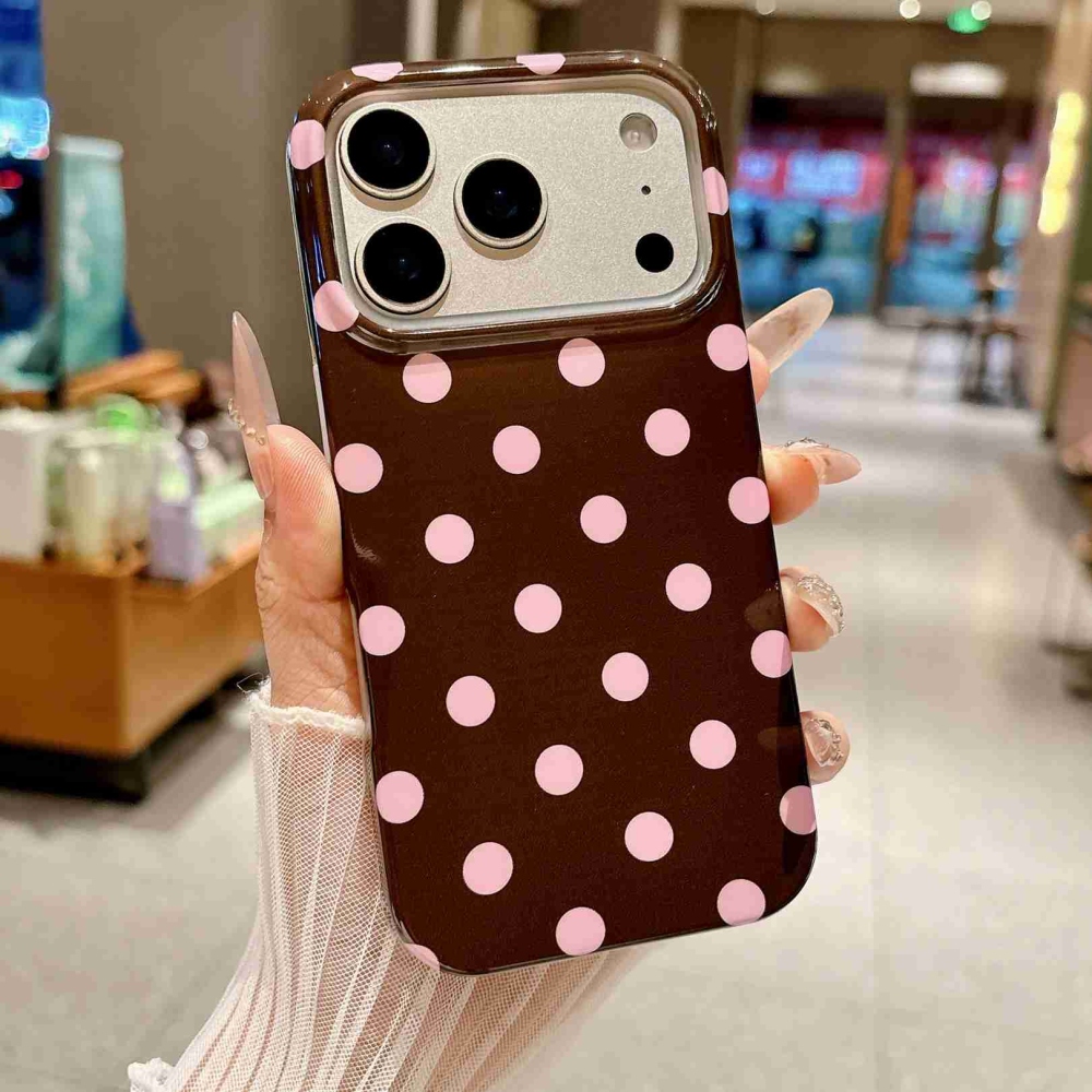 Retro Dot gélový obal na mobil iPhone 18 Pro Max/17 Pro Max - hnedý