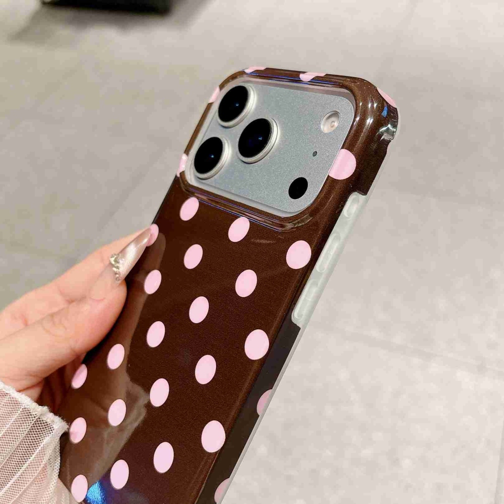 Retro Dot gélový obal na mobil iPhone 18 Pro Max/17 Pro Max - hnedý