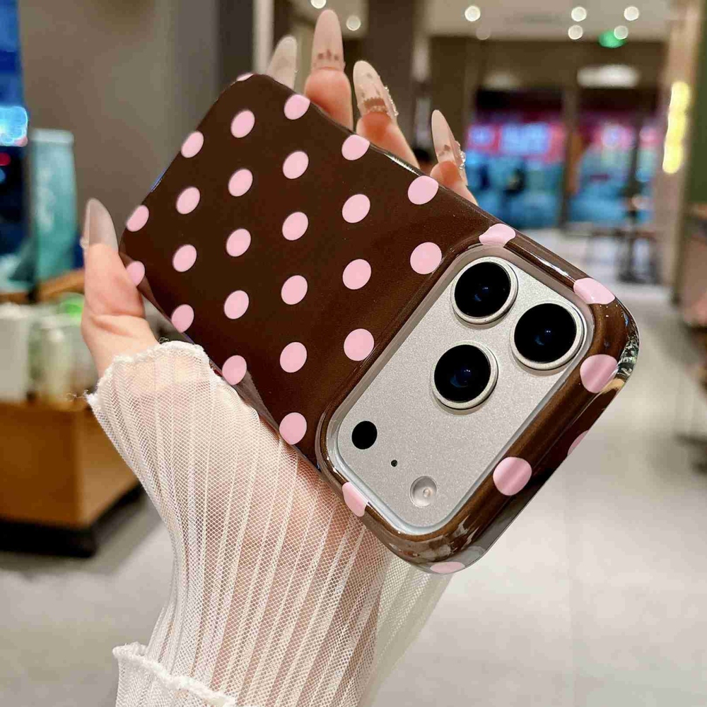 Retro Dot gélový obal na mobil iPhone 18 Pro Max/17 Pro Max - hnedý