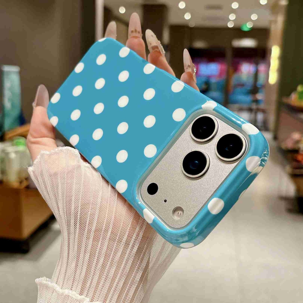 Retro Dot gélový obal na mobil iPhone 18 Pro Max/17 Pro Max - modrý