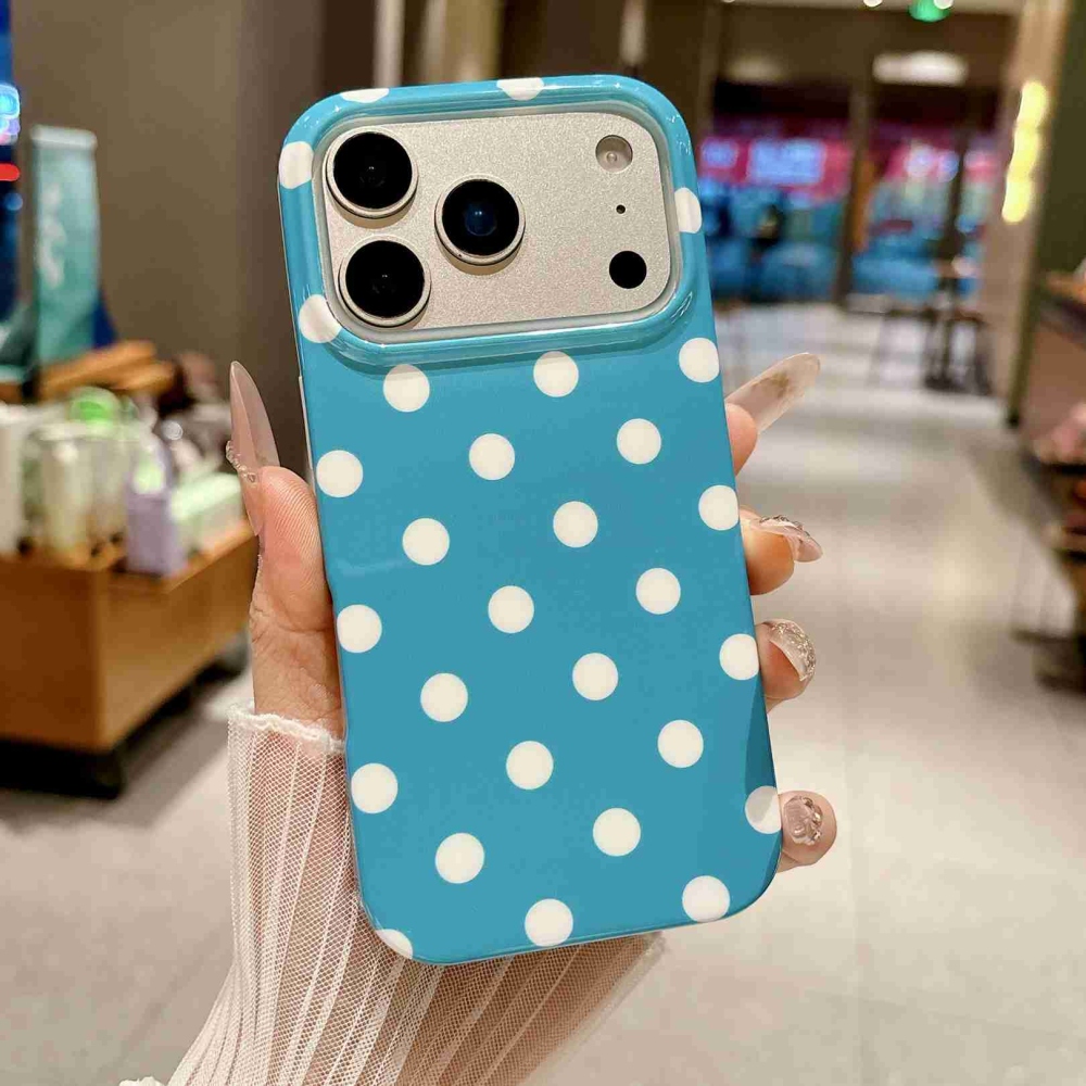 Retro Dot gélový obal na mobil iPhone 18 Pro Max/17 Pro Max - modrý