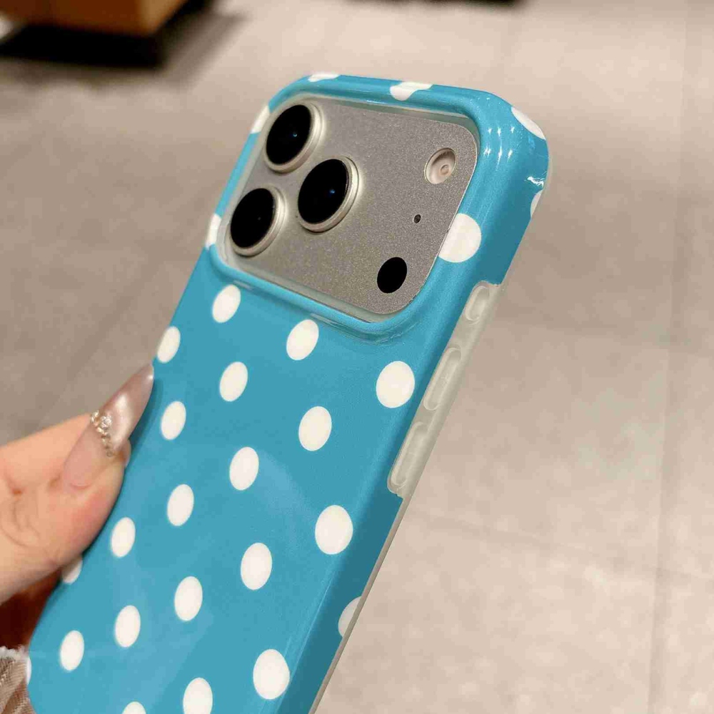 Retro Dot gélový obal na mobil iPhone 18 Pro Max/17 Pro Max - modrý