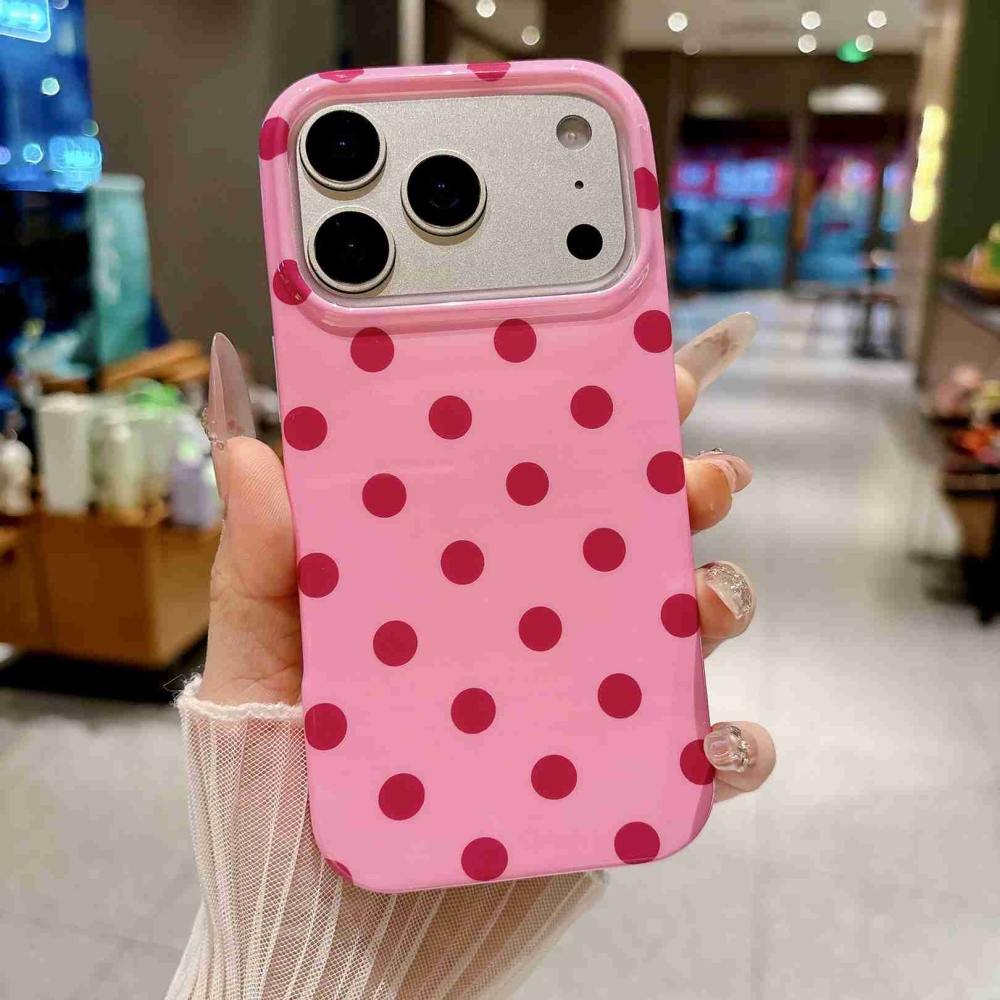 Retro Dot gélový obal na mobil iPhone 18 Pro Max/17 Pro Max - ružový