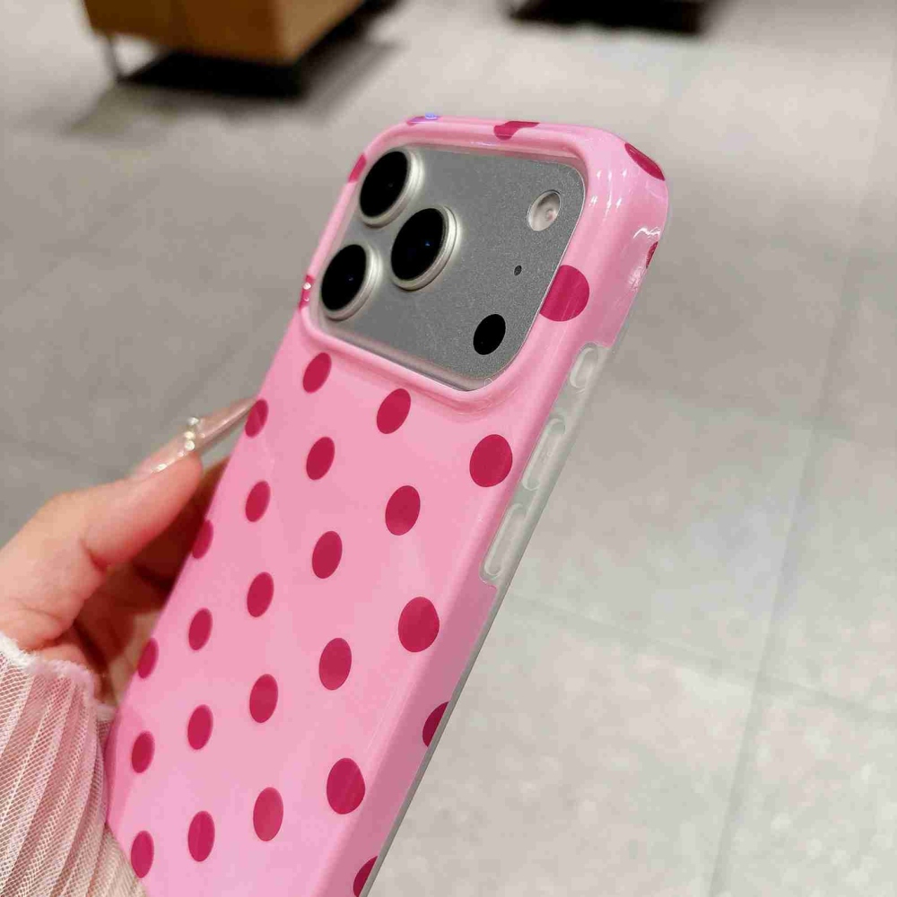 Retro Dot gélový obal na mobil iPhone 18 Pro Max/17 Pro Max - ružový