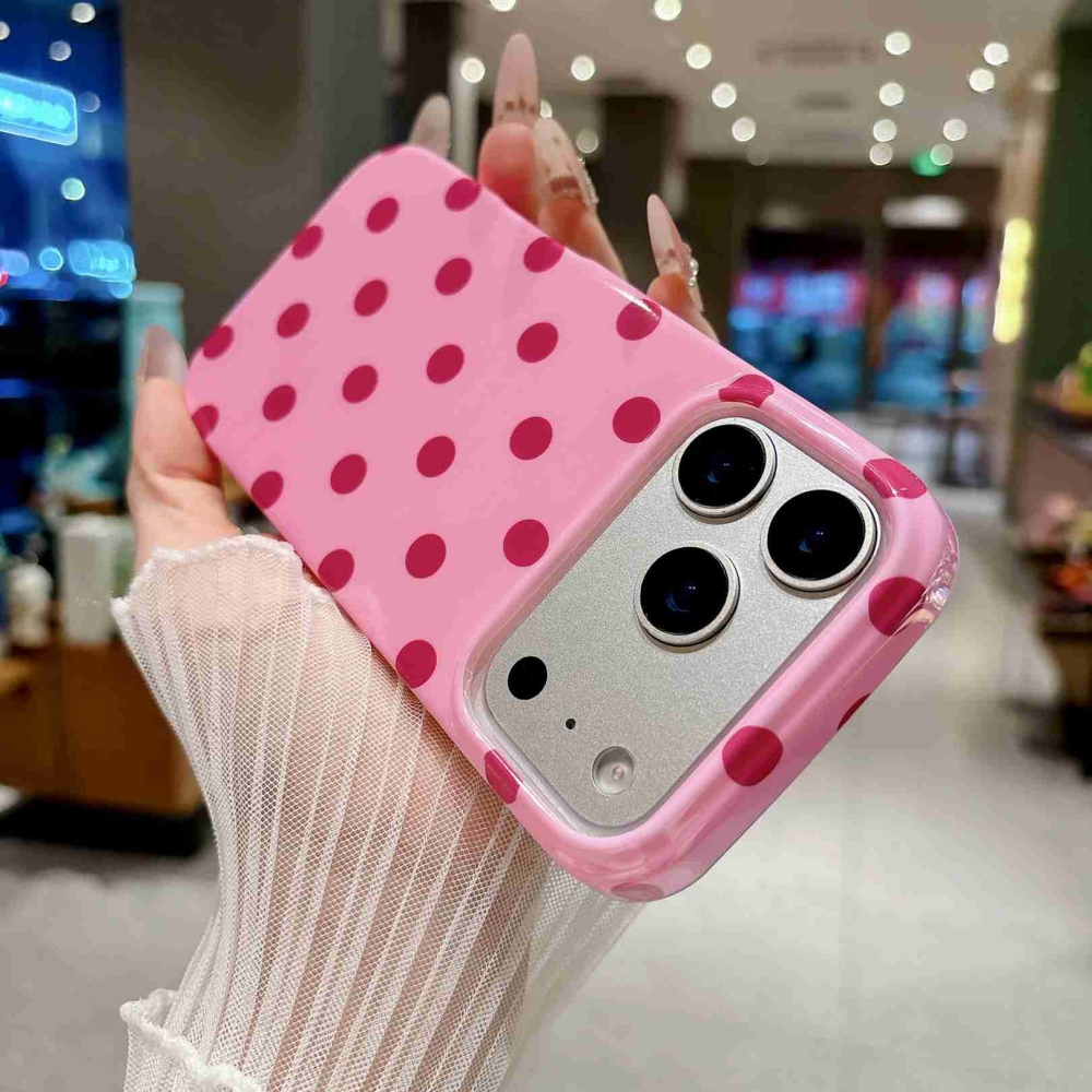 Retro Dot gélový obal na mobil iPhone 18 Pro Max/17 Pro Max - ružový