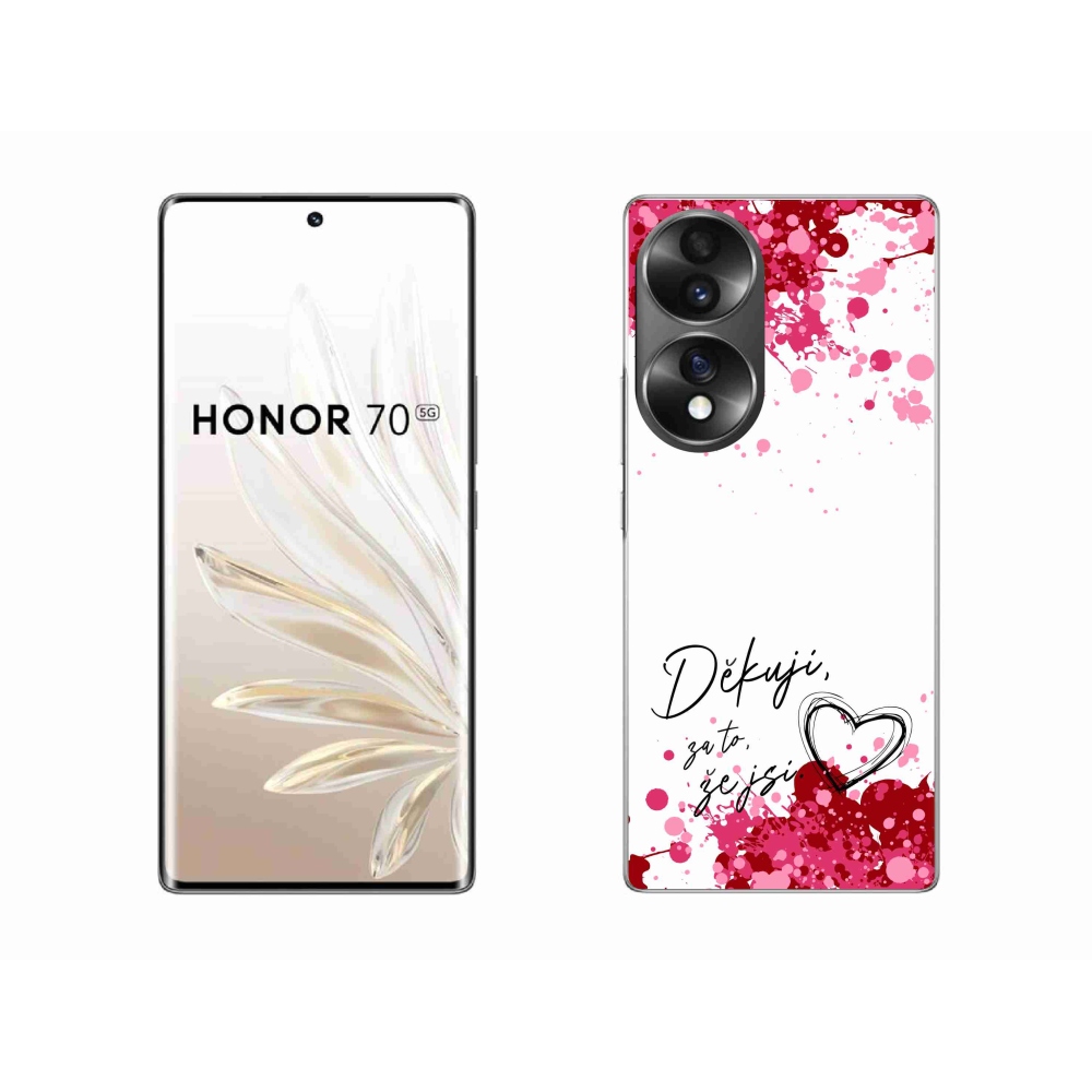 Gélový kryt mmCase na Honor 70 - zamilovaný text 2 biele pozadie