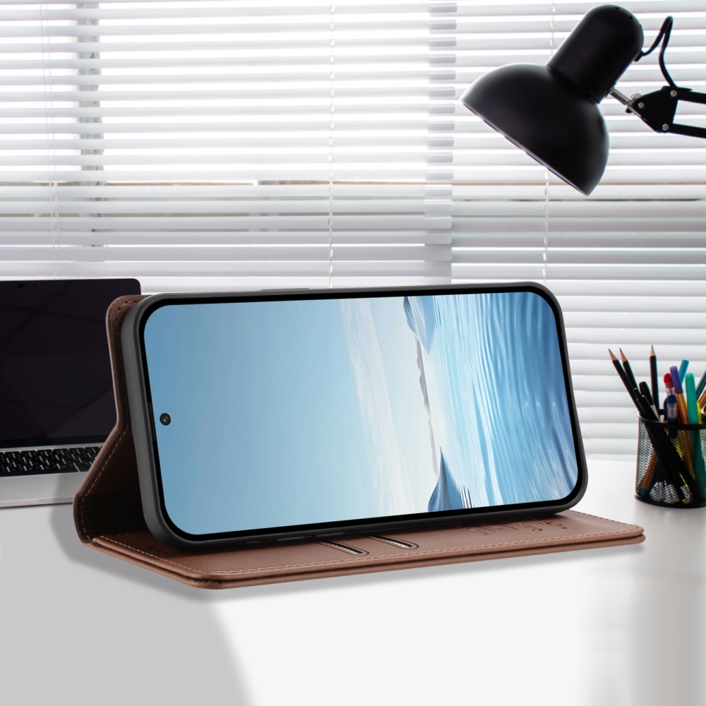 RFIDS knižkové puzdro na Realme GT 8 Pro 5G - hnedé