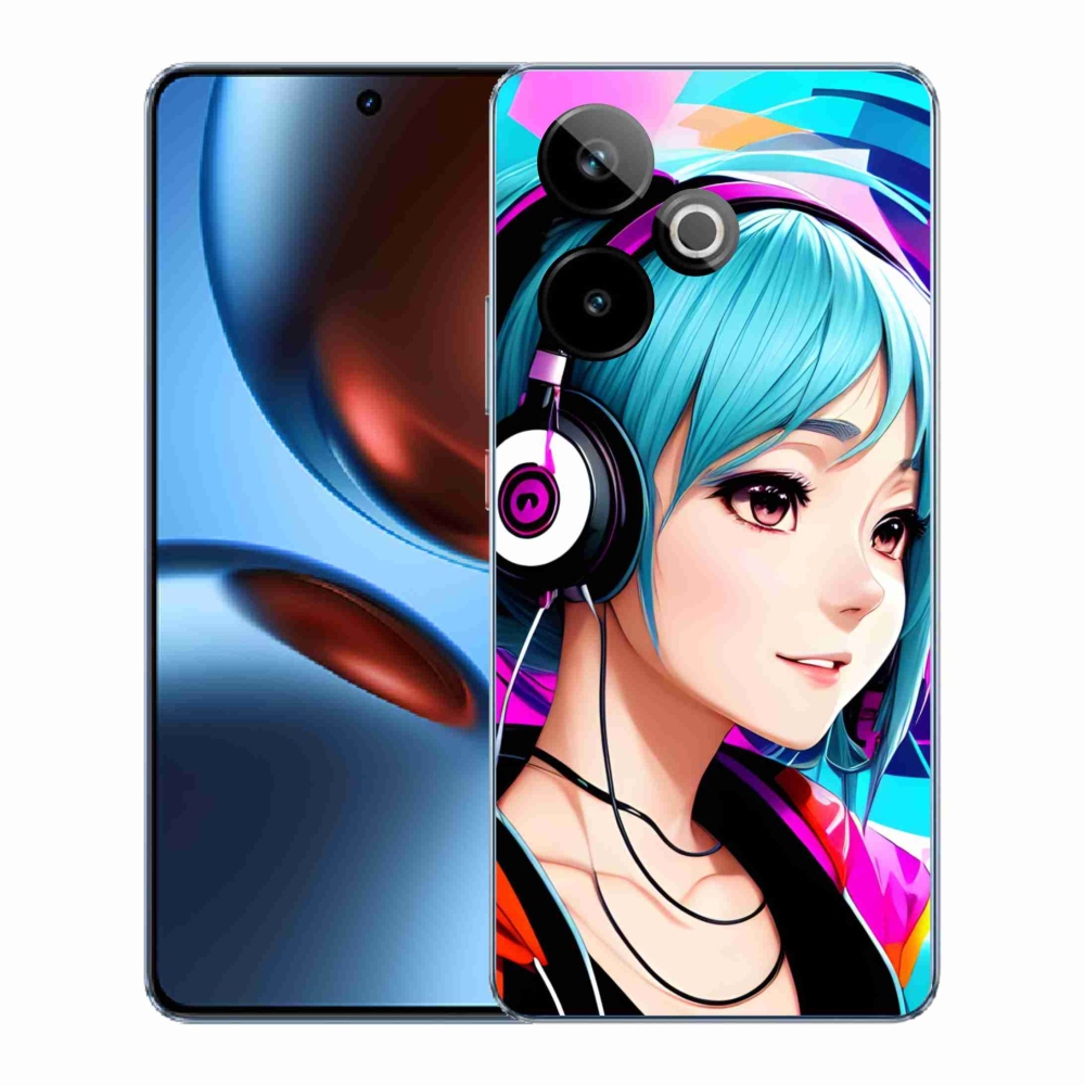 Gélový kryt mmCase na Realme GT 7 5G/GT 7T 5G - dievča so slúchadlami