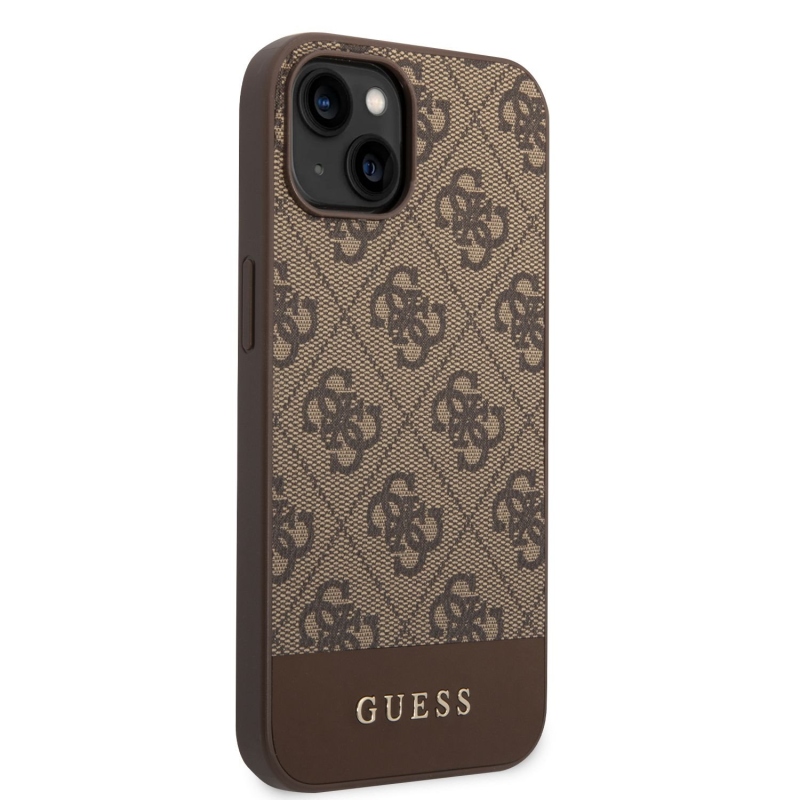 Guess PU 4G Stripe Zadný Kryt pre iPhone 14 Brown