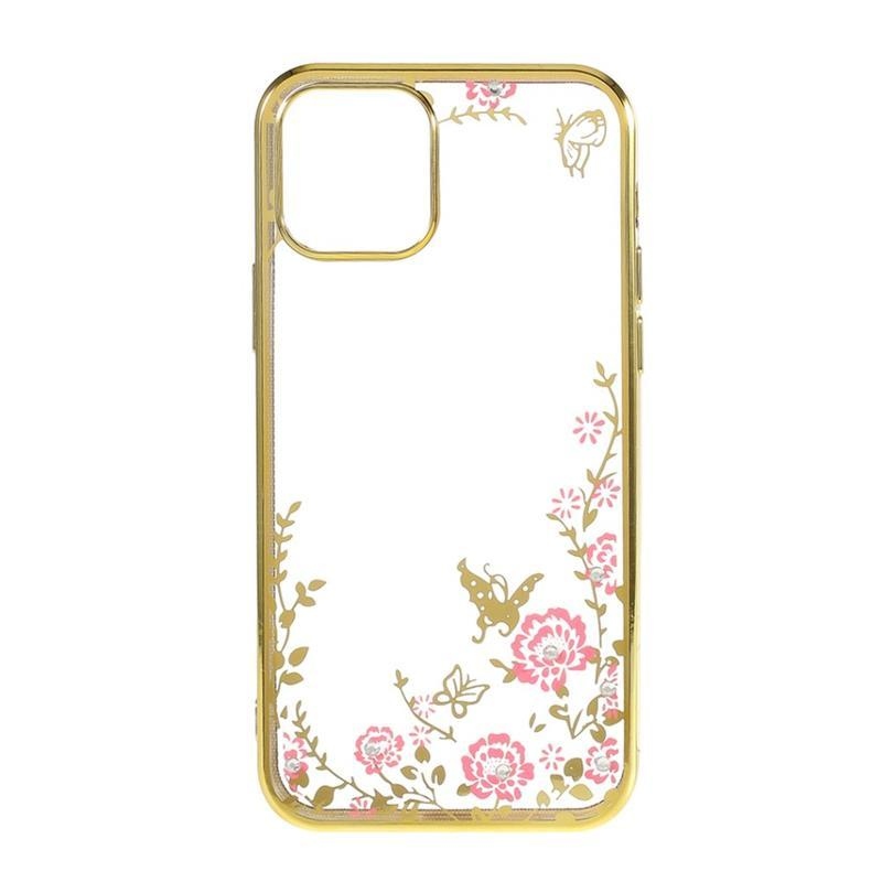 Rhinestone gélový obal pre mobil iPhone 12 Pro / 12 - zlatý