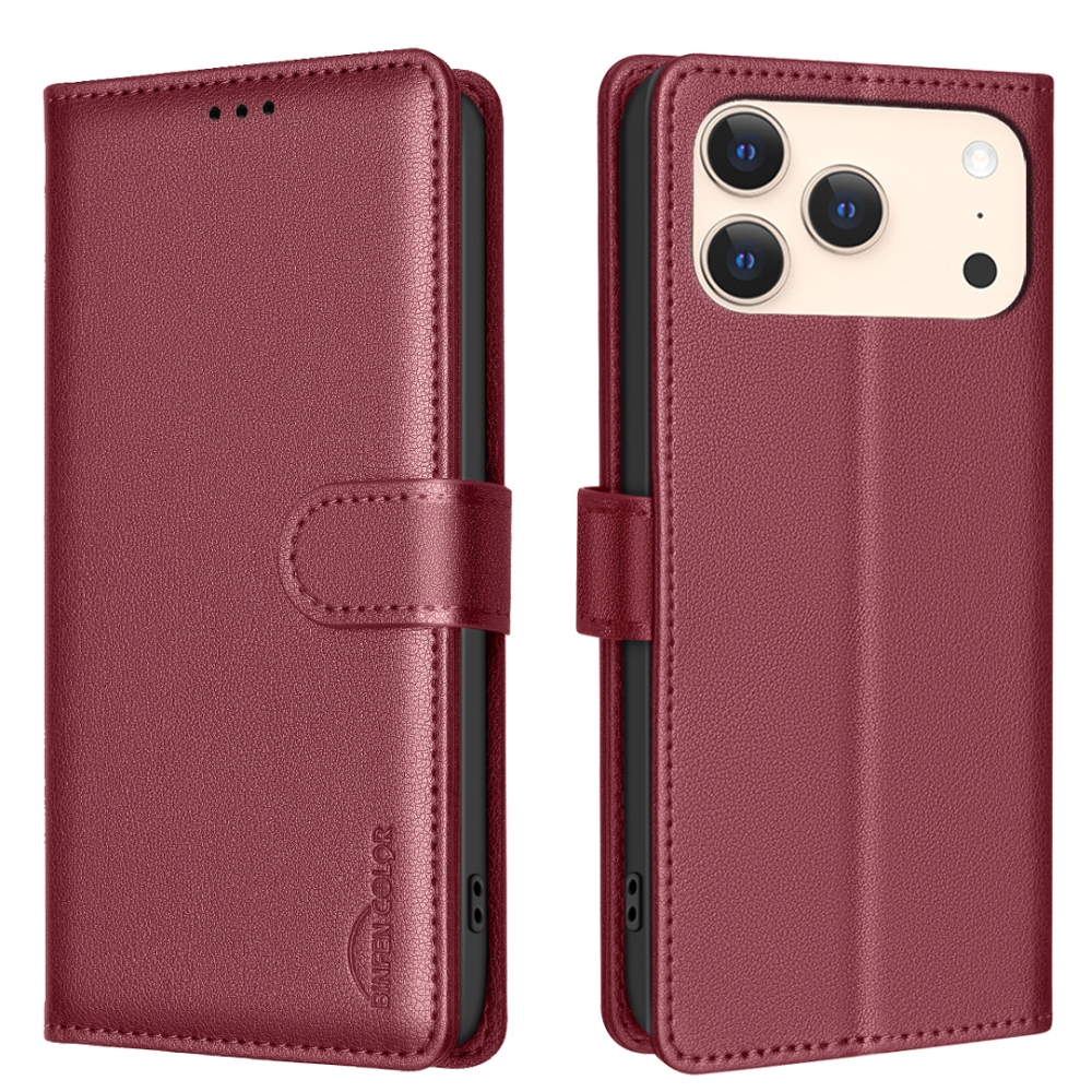 BINFEN knižkové púzdro na iPhone 17 Pro Max - červené