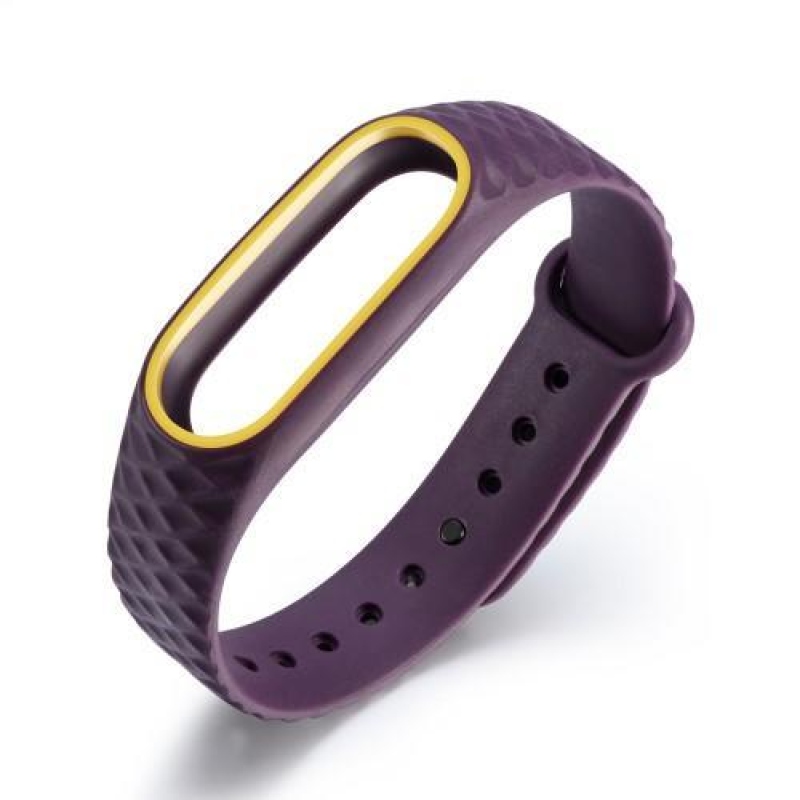 Rhomb gélový remienok pre Xiaomi Mi Band 2 - fialovo-žltý