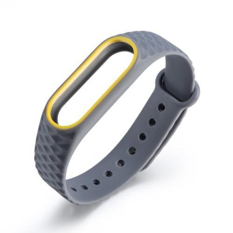 Rhomb gélový remienok pre Xiaomi Mi Band 2 - sivo-žltý