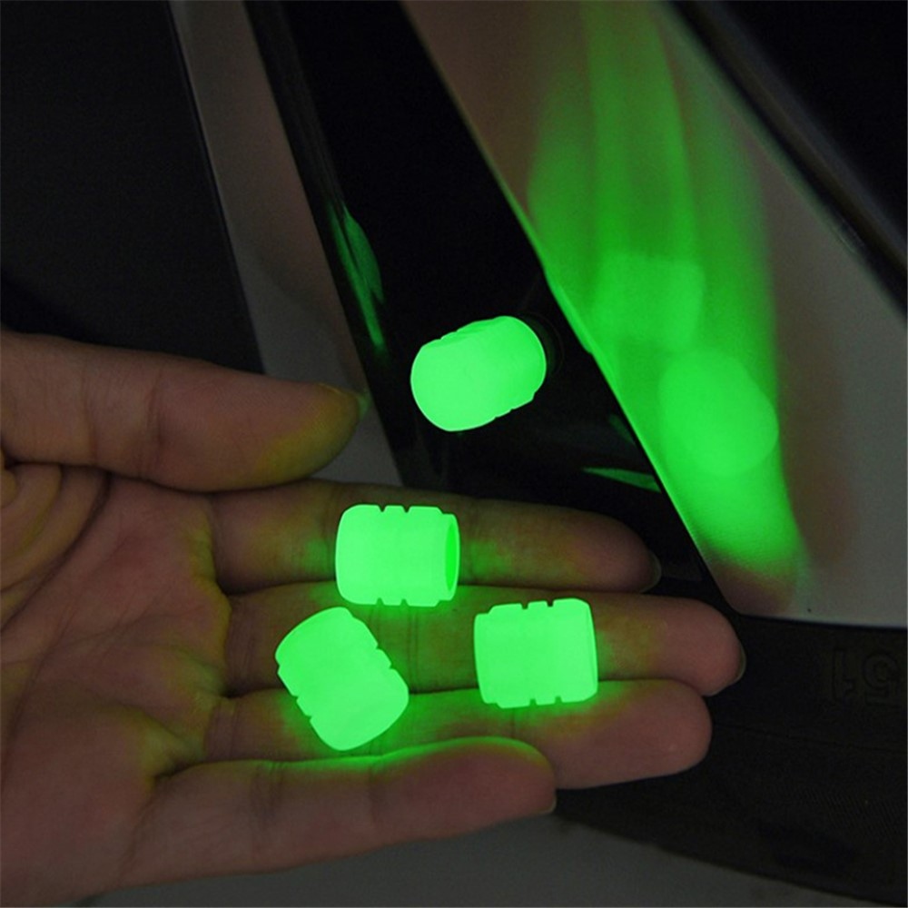 Svietiace krytky ventilov kolies pre auto, motorku a bicykel - 4 ks