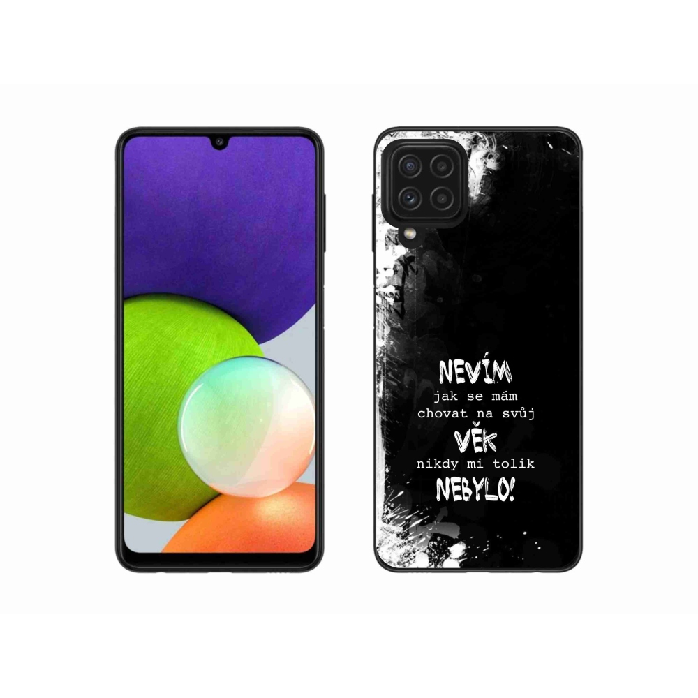Gélový kryt mmCase na Samsung Galaxy A22 4G - vtipný text 14 čierne pozadie