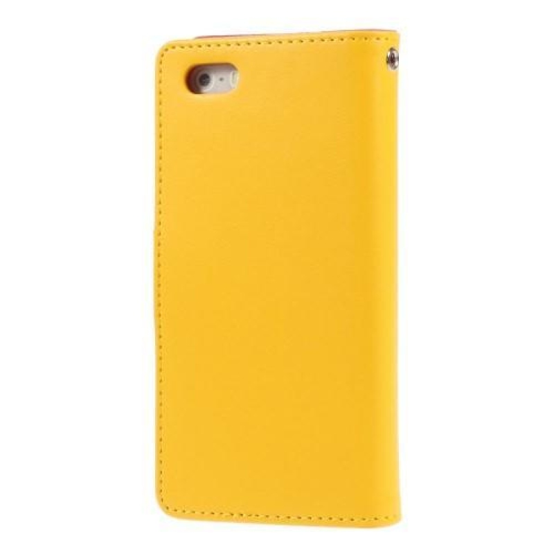 Rich PU kožené peněženkové púzdro na iPhone 5 a 5S - žlté