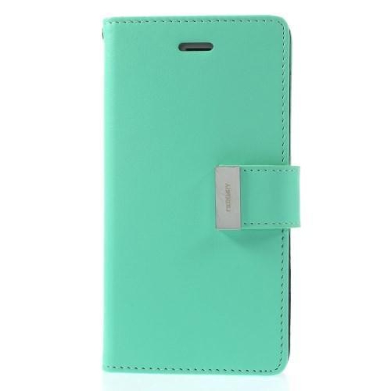 RichDiary PU kožené zapínacie púzdro na iPhone 6s Plus a 6 Plus - cyan